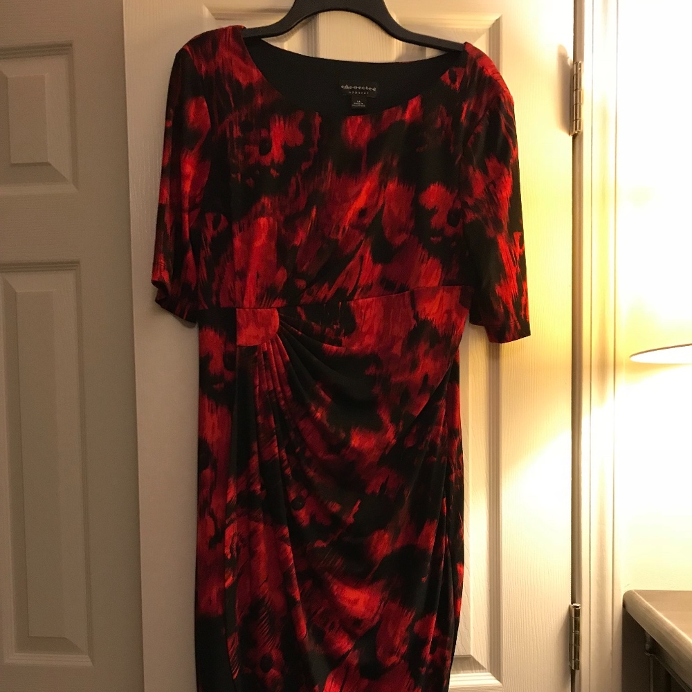 Connected Apparel Red and Black Dress Size 14